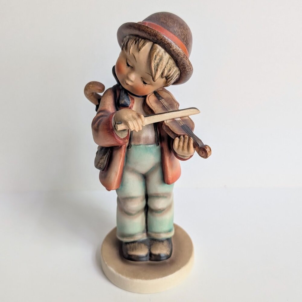 Goebel Hummel Little Fiddler 8" Figurine TMK 3 Boy w/ Violin Umbrella W. Germany